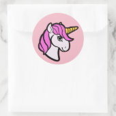 Sticker Rond Unicorne rose (Sac)