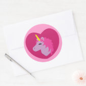 Sticker Rond Unicorne rose (Enveloppe)