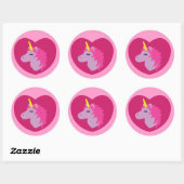 Sticker Rond Unicorne rose (Feuille)