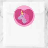 Sticker Rond Unicorne rose (Sac)