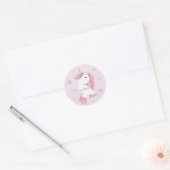 Sticker Rond Unicorne rose avec étoiles violettes (Enveloppe)