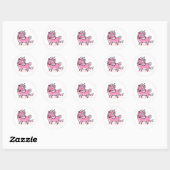 Sticker Rond Unicorne Rose Fumer (Feuille)