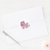 Sticker Rond Unicorne Rose Fumer (Enveloppe)