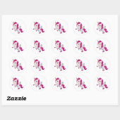 Sticker Rond Unicorne rose magique (Feuille)