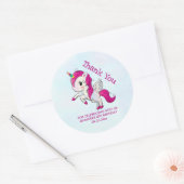 Sticker Rond Unicorne rose mignonne avec ailes (Enveloppe)