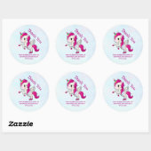 Sticker Rond Unicorne rose mignonne avec ailes (Feuille)