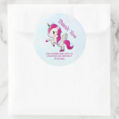 Sticker Rond Unicorne rose mignonne avec ailes (Sac)