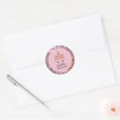 Sticker Rond Unicorne rose Parties scintillant florale fête d'a (Enveloppe)