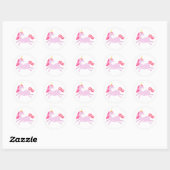 Sticker Rond Unicorne violette avec cheveux roses (Feuille)