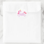 Sticker Rond Unicorne violette avec cheveux roses (Sac)