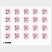 Sticker Rond Unicorne volante rose (Feuille)