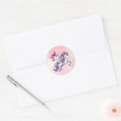 Sticker Rond Unicorne volante rose (Enveloppe)