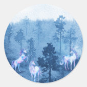 Sticker Rond Unicornes dans le brouillard (Devant)