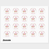 Sticker Rond Unicornes en fleurs (Feuille)