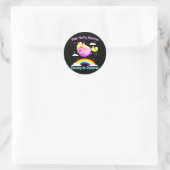 Sticker Rond Unicornes Fluffes Roses Dansant Sur Rainbows T Shi (Sac)