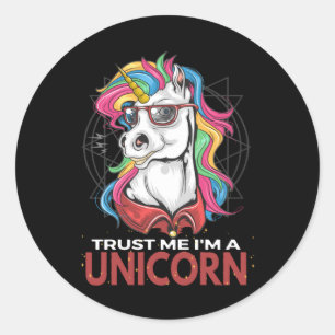 Sticker Rond Unicorns Unicorns Unicorn Lunettes de soleil Rainb