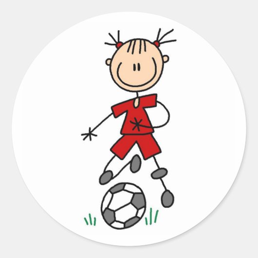 Sticker Rond Uniforme de football rouge fille (Devant)