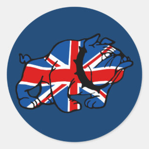 Sticker Rond Union Jack Bulldog