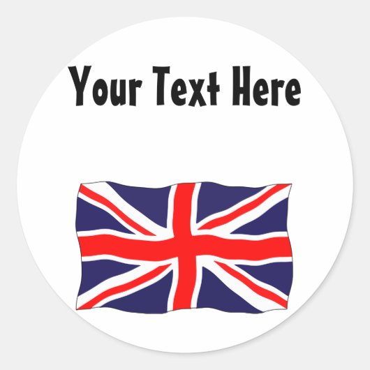 Sticker Rond Union Jack Flag - Personnalisable Avec Votre Texte (Devant)
