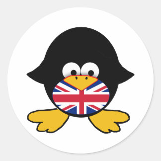 Sticker Rond Union Jack Penguin