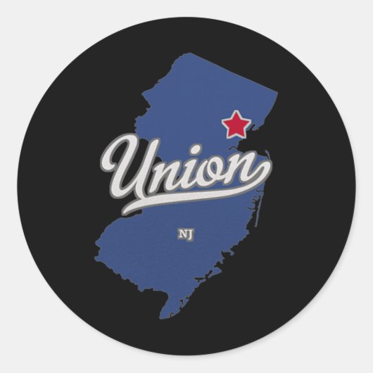 Sticker Rond Union New Jersey Nj Map (Devant)
