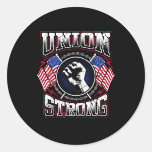 Sticker Rond Union Strong Pro - Manifestation syndicale des tra