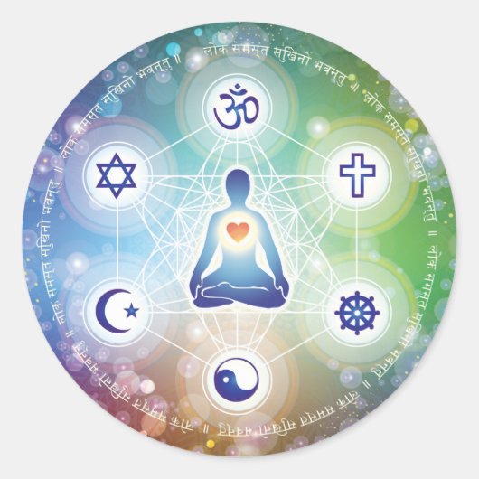 Sticker Rond Union universelle - Que tous soient heureux (Devant)