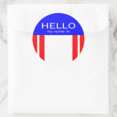 Sticker Rond Unique Bonjour Mon Nom Est - Rouge Blanc Bleu (Sac)