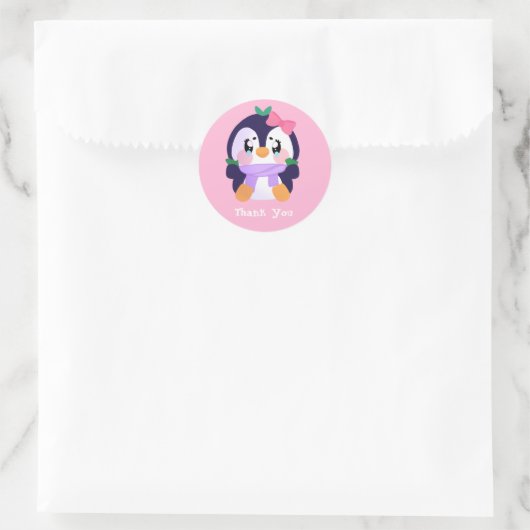 Sticker Rond Unique Broke Cute Penguin (Sac)