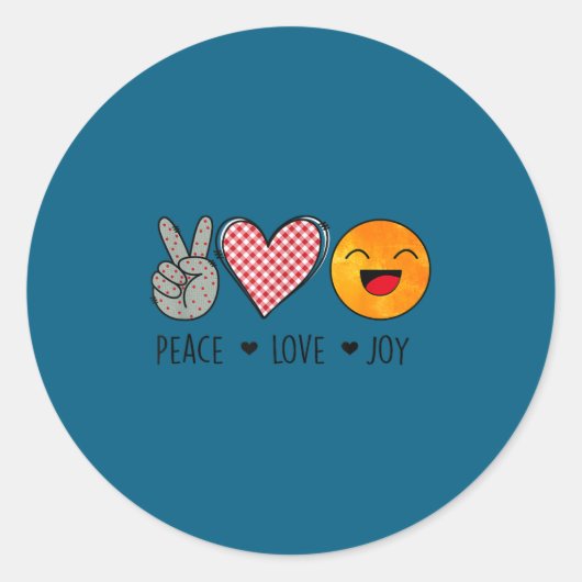 Sticker Rond Unique Design Peace Love Joy Hapness Motivational  (Devant)
