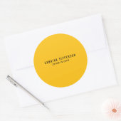 Sticker Rond Unique Élégant Plat Simple Minimal Jaune Orange (Enveloppe)