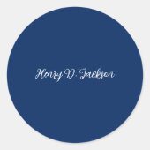 Sticker Rond Unique Navy Blue Classical Handwriting Plain (Devant)