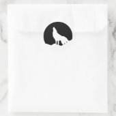 Sticker Rond Unique Noir & Blanc Pop Art Wolf Silhouette (Sac)