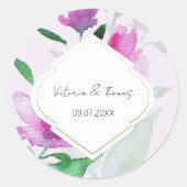 Sticker Rond Uniquité Des Fleurs D'Aquarelle Lilac (Devant)