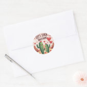 Sticker Rond Unissons-nous : Cactus de Saint Valentin (Enveloppe)