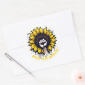 Sticker Rond Unite for Ukraine Sunflower & Fist (Enveloppe)