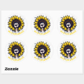 Sticker Rond Unite for Ukraine Sunflower & Fist (Feuille)