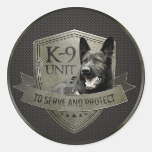 Sticker Rond Unité K-9 GSD - Chien berger allemand en service