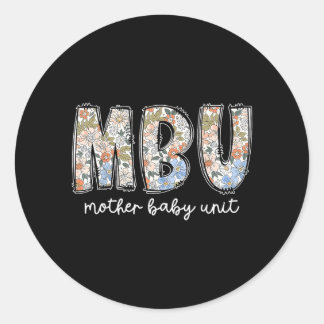 Sticker Rond Unité mère bébé Fleuriste Rétro Mbu Maternité Nouv