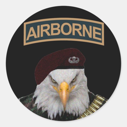Sticker Rond Unités aéroportées style armée aigle (Devant)