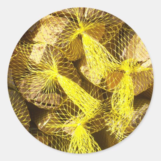 Sticker Rond Unités de bois de chauffage (Devant)