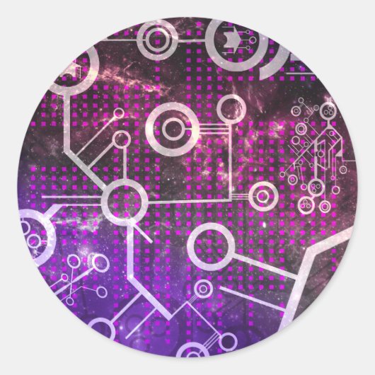 Sticker Rond Univers numérique (Devant)