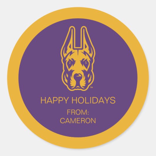 Sticker Rond Université d'Albany Chef de la mascotte Great Dane (Devant)