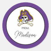 Sticker Rond Université de Caroline de l'Est | Pirates écus 2 (Devant)