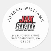 Sticker Rond Université d'État de Jacksonville JAX STATE Logo (Devant)