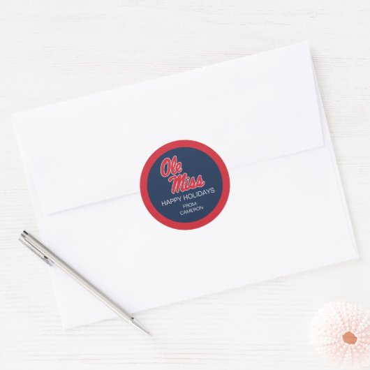 Sticker Rond Université du Mississippi | Ole Miss Script (Enveloppe)