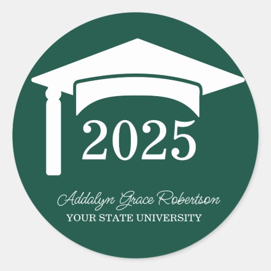 Sticker Rond Université Green College Casquette de promotion 20 (Devant)