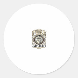 Sticker Rond Université Ronronnement Chat Fausse Université Aca