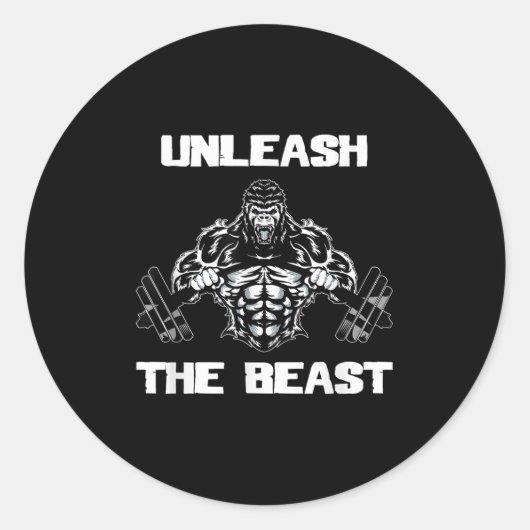 Sticker Rond Unleahe Gorilla Bodybuilding Motivational Gift  (Devant)
