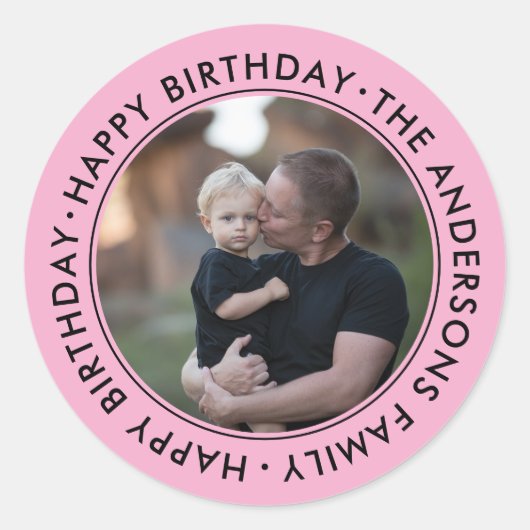 Sticker Rond upload picture Custom Photo Happy Birthday Family (Devant)